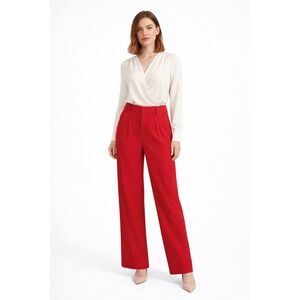 Gianni Bini Hartley Red Pleated Wide Leg Dress Pants Womens 6 NWT Career Trouser